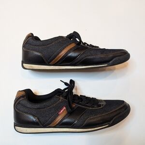 Levi’s Men’s Size 10.5 Lace-up Dark Denim & Caramel Brown Leather Shoe
